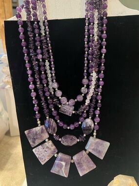 Multi-Strand Purple Amethyst Statement Necklace